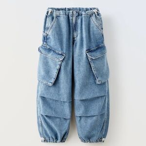Zara Denim Cargo Parachute jeans